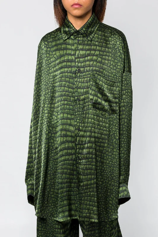 Balenciaga AI Croc LS Cocoon Shirt Chenille Brocade Lace