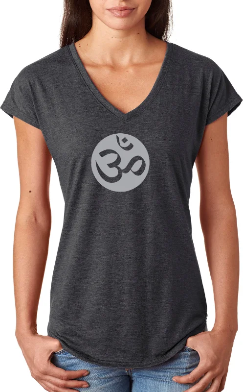 Ladies Big OM Triblend V-neck Tee Shirt Collared Crew Neck Turtle Neck