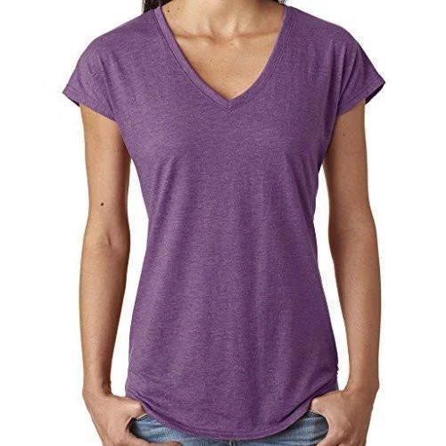 Ladies Hot V-neck Tee Shirt Silk Blend Satin Velvet