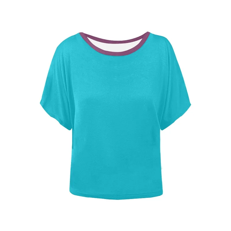 Antina Blue Batwing Sleeve T-Shirt Anti-Shrink Durable Soft