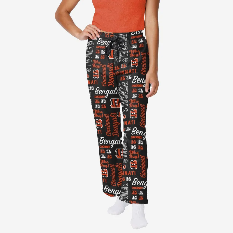 Cincinnati Bengals Womens Mini Print Lounge Pants Modern Bootcut Pants