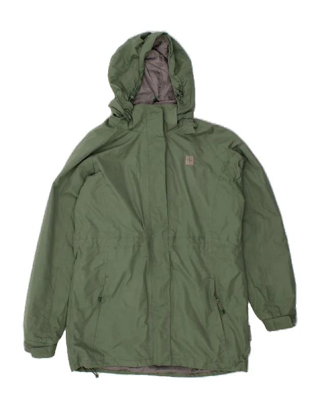 MOUNTAIN WAREHOUSE Womens Hooded Rain Jacket UK 14 Large Green Polyester Insulated Jacket Fitted Jacket Loose Jacket