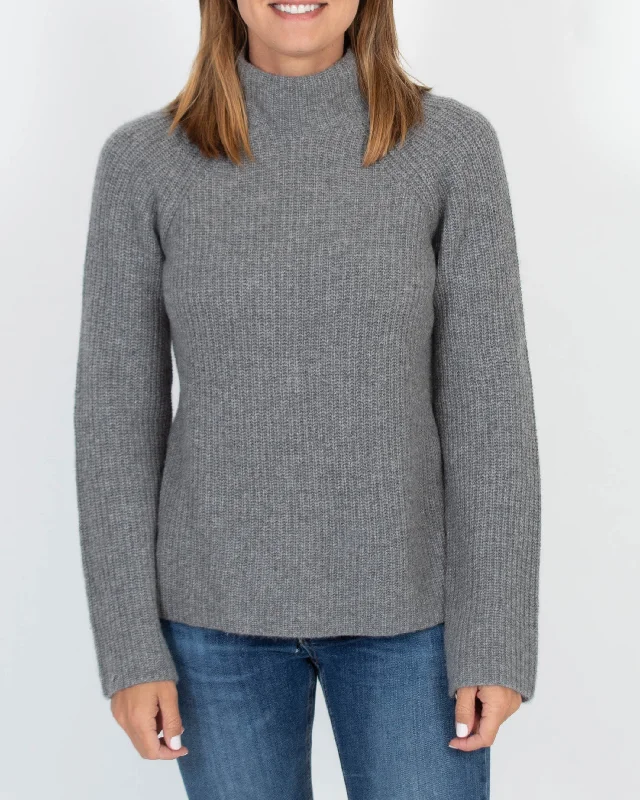 Grey Mockneck Sweater Stretchy Elastic Breathable