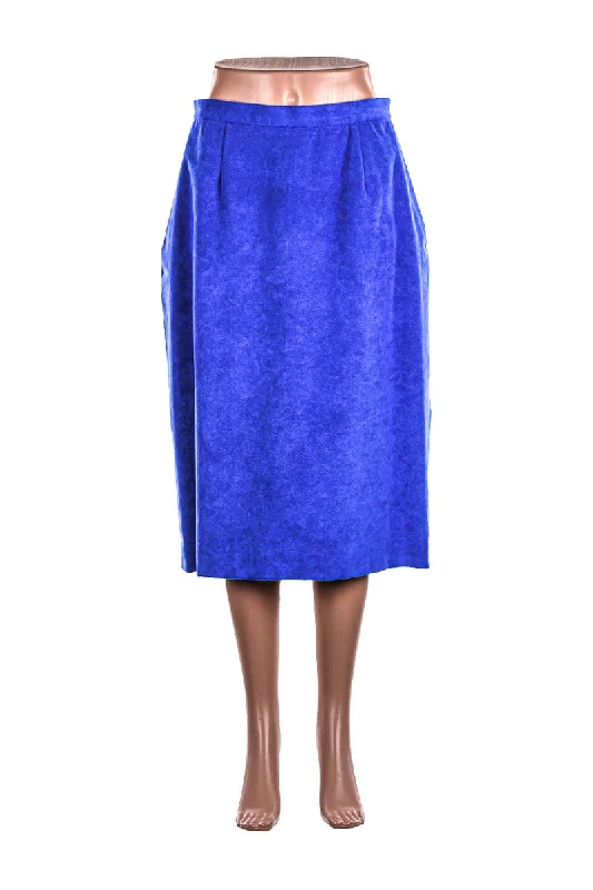 No Brand Blue Suede Skirt linen skirt airy