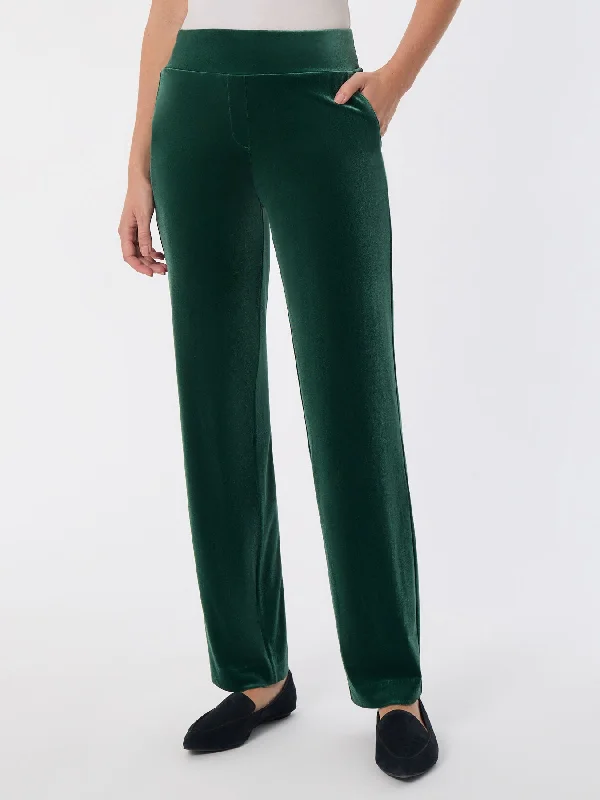 Pull-On Velour Straight Leg Pants Comfortable Cargo Pants