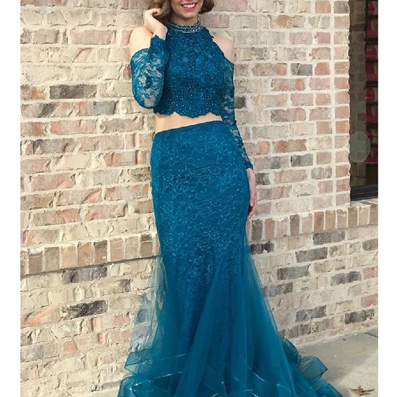 Long Sleeve Lace Prom Dresses, New Arrival Mermaid Beaded Organza Prom Dresses, KX618 Tunics Silk luxurious