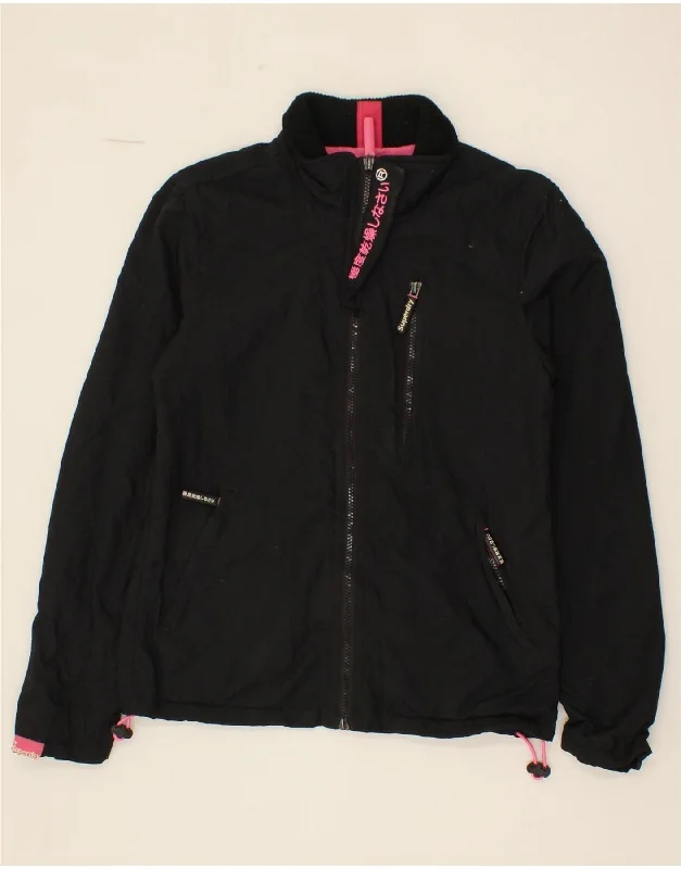 SUPERDRY Womens Windhiker Graphic Windbreaker Jacket UK 6 XS Black Chenille Jacket Brocade Jacket Lace Jacket