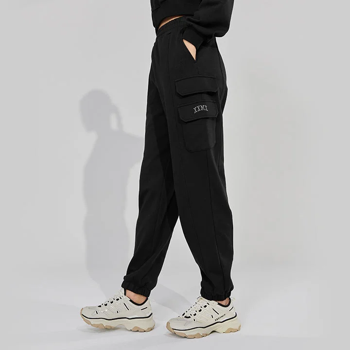 Warm Cotton Cargo Jogger Pants High-Waist Yoga Pants