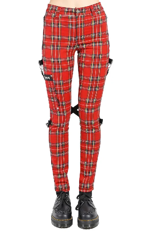 Tripp Ladies Chaos Bondage Pants [Red Plaid] Casual Drawstring Pants