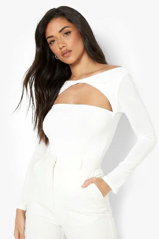 Double Layer Off The Shoulder Bodysuit Elegant Bodysuit with Chiffon