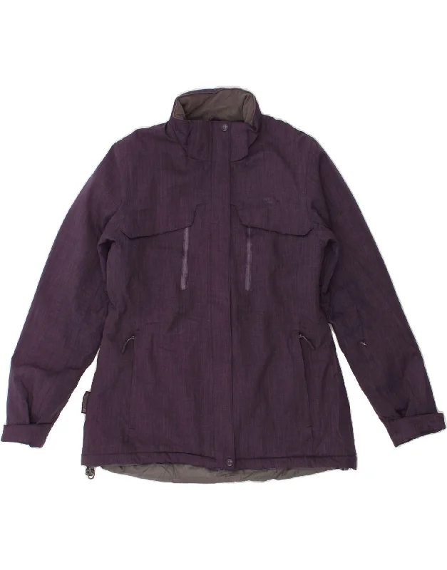 MOUNTAIN WAREHOUSE Womens Windbreaker Jacket UK 12 Medium Purple Polyester Zip Front Button Front Snap Front