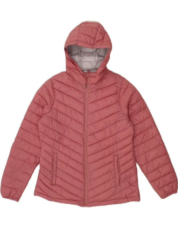 MOUNTAIN WAREHOUSE Womens Hooded Padded Jacket UK 14 Medium Pink Polyamide Wool Jacket Cashmere Jacket Tweed Jacket