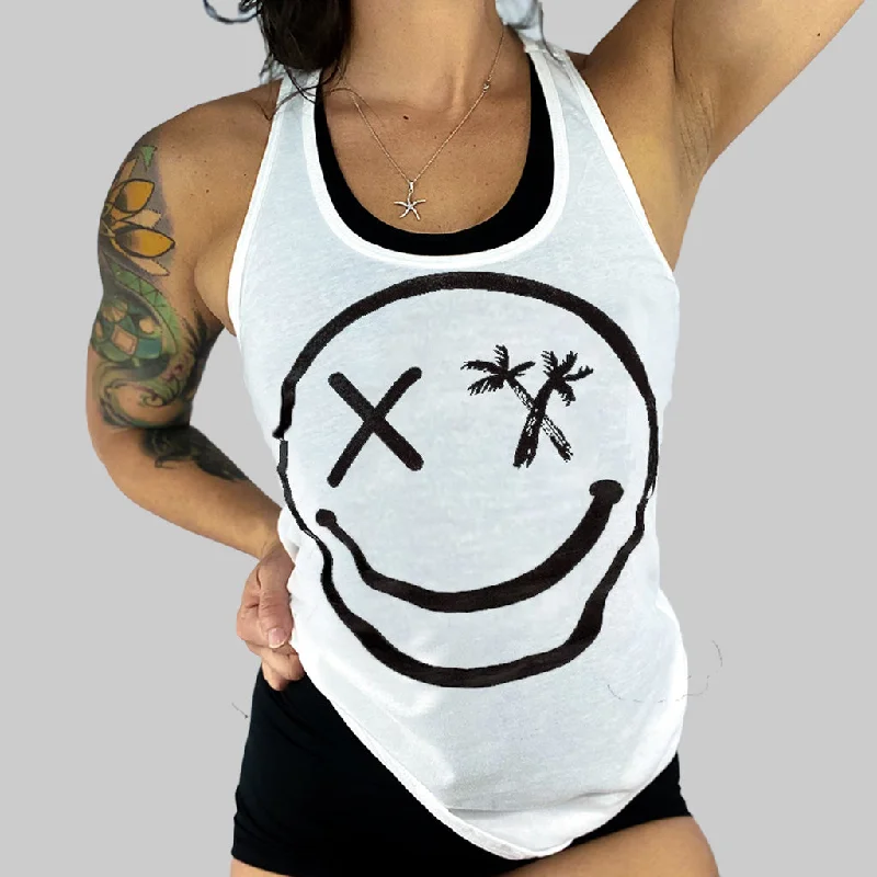 Salty Savage Ladies "Spliced Smile” Racerback Tank crew neck tank