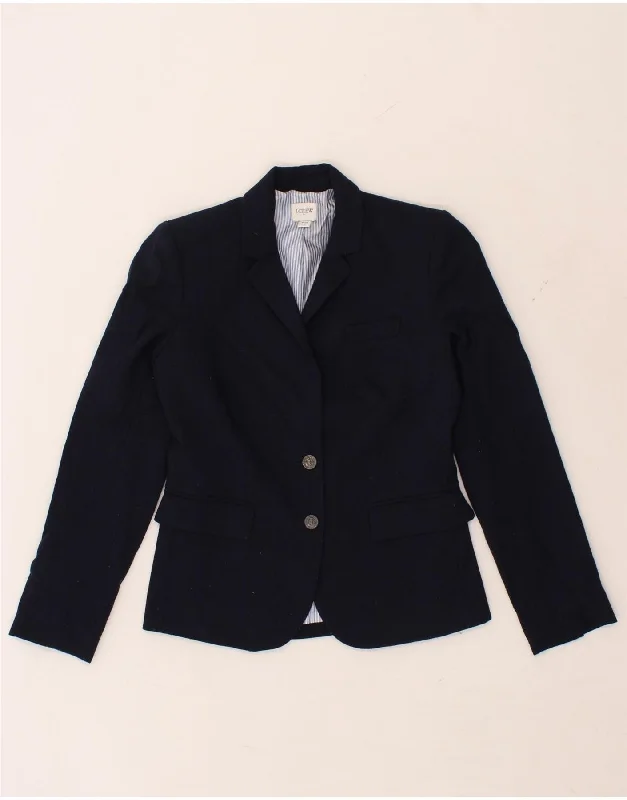 J. CREW Womens 2 Button Blazer Jacket US 00 2XS Navy Blue Wool Nylon Jacket Polyester Jacket Spandex Jacket