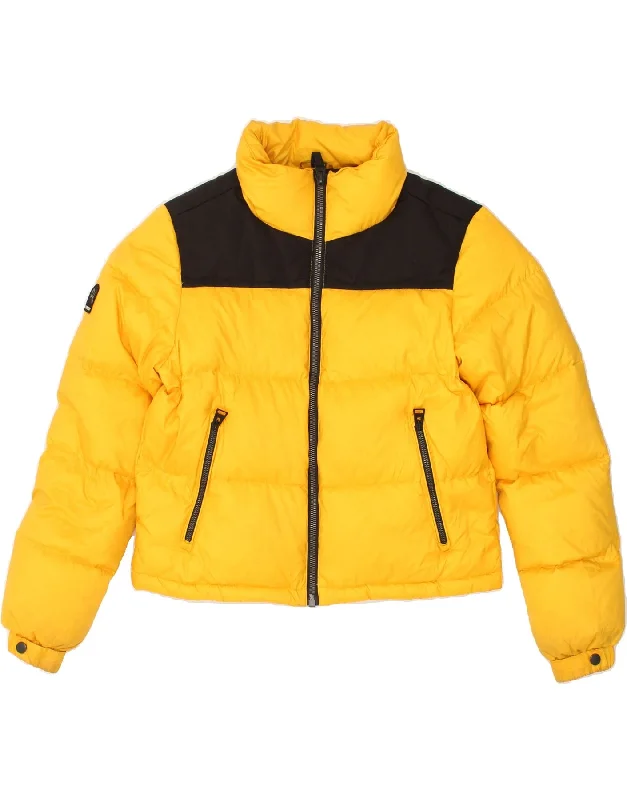 SUPERDRY Womens Oversized Padded Jacket UK 8 Small  Yellow Colourblock Lace Jacket Ribbed Jacket Sequined Jacket