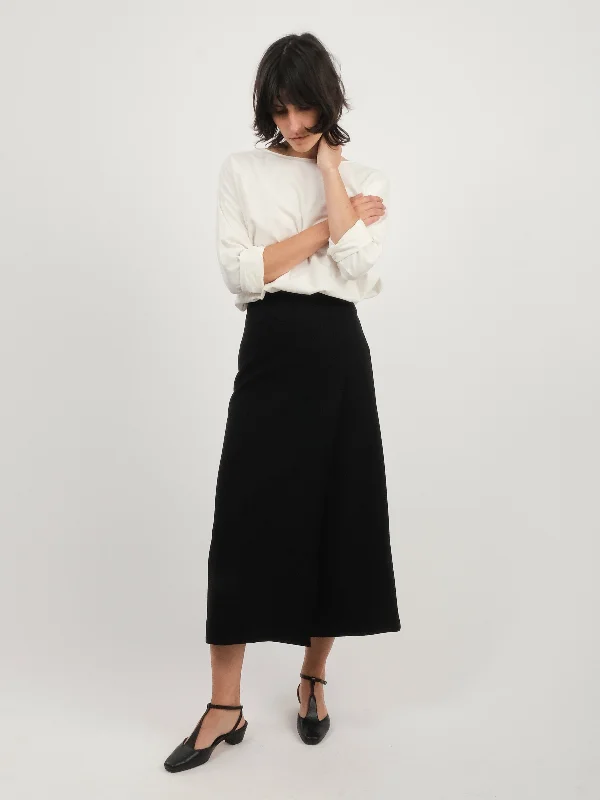 Black Leland Split Front Skirt velvet skirt plush