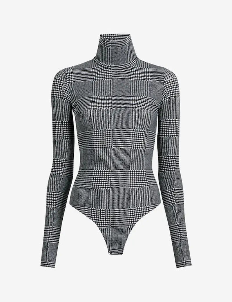 Commando Classic Print Turtleneck Bodysuit Elegant Sheer Bodysuit