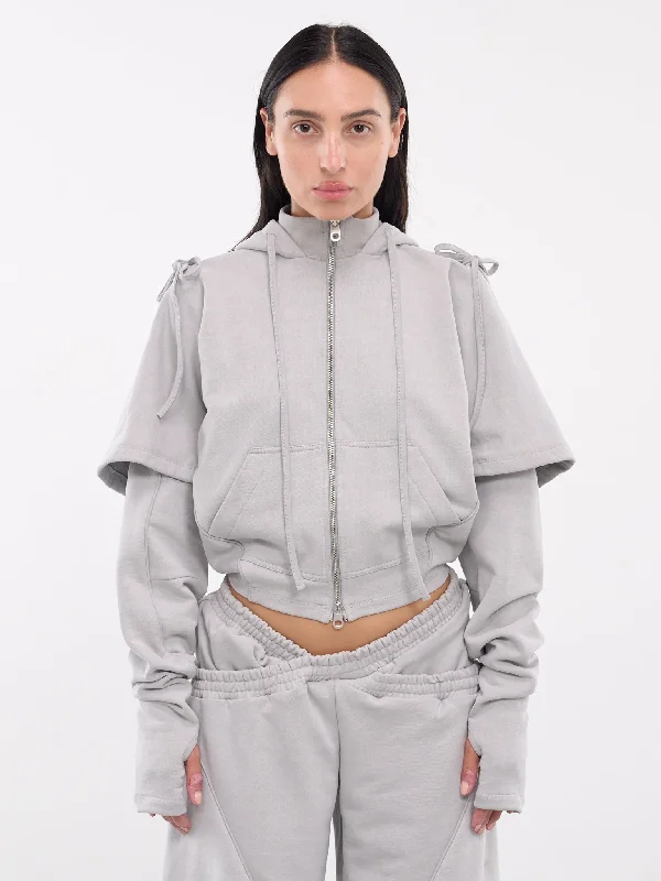 Sacha Hoodie (434-729-GREY) Hoodie with Metallic Shiny Futuristic