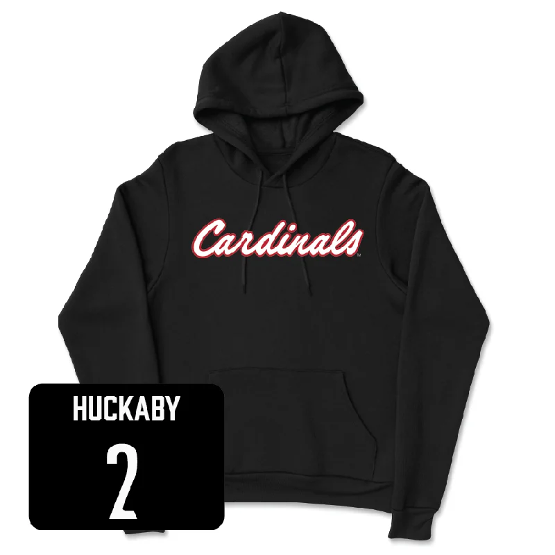 Women's Soccer Black Script Hoodie  - Betsy Huckaby Hoodie with Hood Adjustable Protection