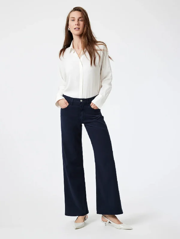 Alena Pant - Midnight Luxe Twill Casual Drawstring Pants