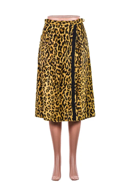 Vintage 50's Leopard Skirt linen skirt natural