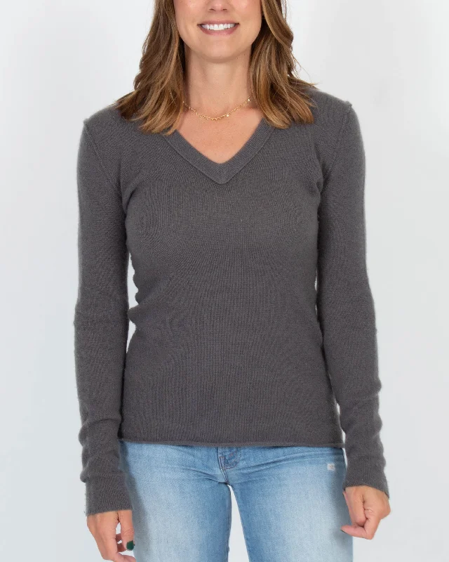 V Neck Taupe Sweater Layered Multi-layer Single Layer