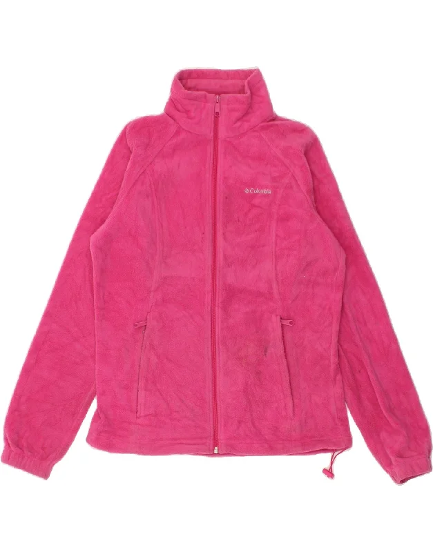 COLUMBIA Womens Fleece Jacket UK 14 Medium Pink Polyester Chenille Jacket Brocade Jacket Lace Jacket