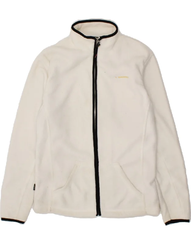 DIADORA Womens Fleece Jacket UK 14 Medium White Polyester Notch Collar Jacket Peter Pan Collar Jacket Cowl Neck Jacket