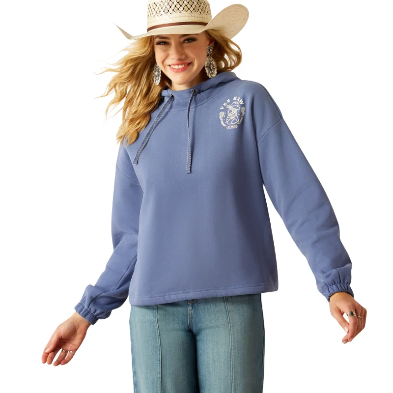 Ariat Ladies Coastal Blue Essential Hoodie 10055027 Hoodie with Longline Fit Extended Stylish