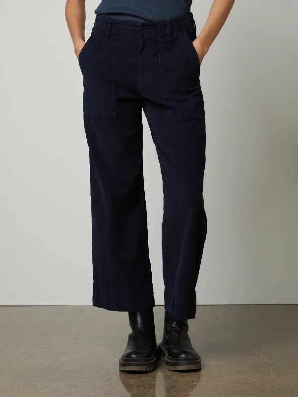 Vera Cropped Corduroy Pant - Night Chic Checkered Pants