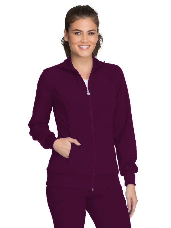 Women's 2-Pocket Contemporary Scrub Jacket Ribbed Jacket Pleated Jacket Ruffled Jacket