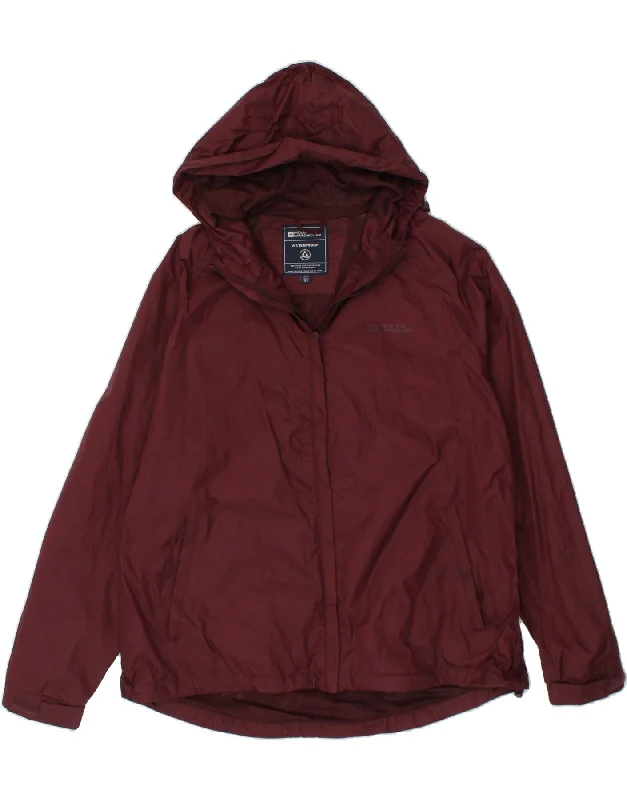 MOUNTAIN WAREHOUSE Womens Hooded Rain Jacket UK 18 XL  Burgundy Nylon Fleece Fabric Down Fabric Feather Fabric