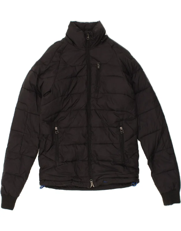 SUPERDRY Womens Padded Jacket UK 10 Small Black Nylon Cotton Jacket Linen Jacket Terry Jacket