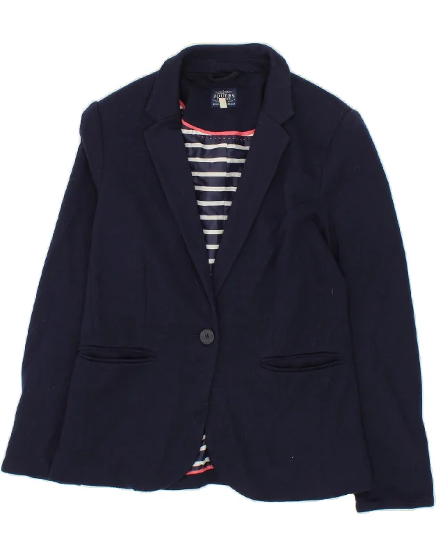 JOULES Womens 1 Button Blazer Jacket UK 10 Small  Navy Blue Polyester Mesh Jacket Canvas Jacket Denim Jacket