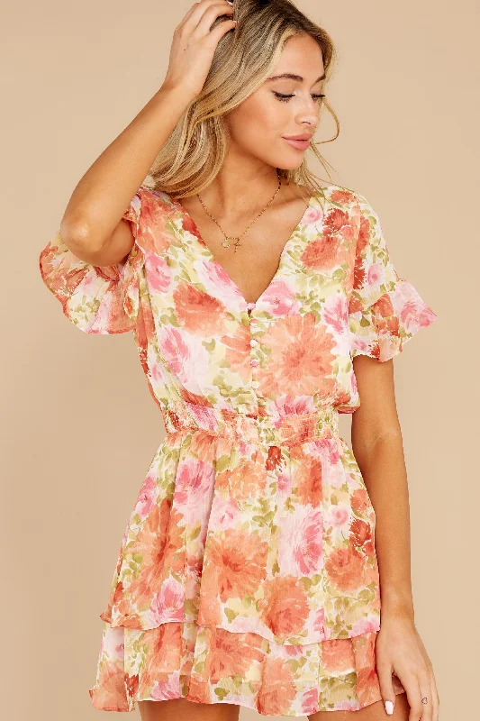 What's Her Secret Pink Multi Floral Print Dress Tunics Ceremony elegant