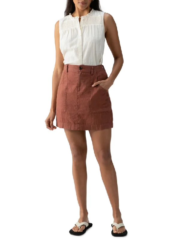 Sanctuary Surplus Linen Skirt- Rich Clay ***FINAL SALE*** zip skirt side