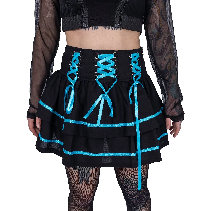 CYBER SKIRT - BLACK/BLUE corduroy skirt cozy