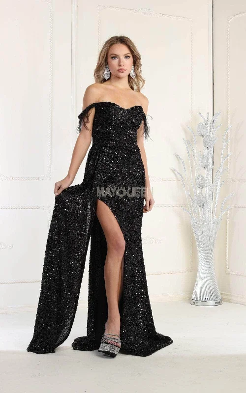 May Queen RQ7988 - Sequin Dress empire Waist empire