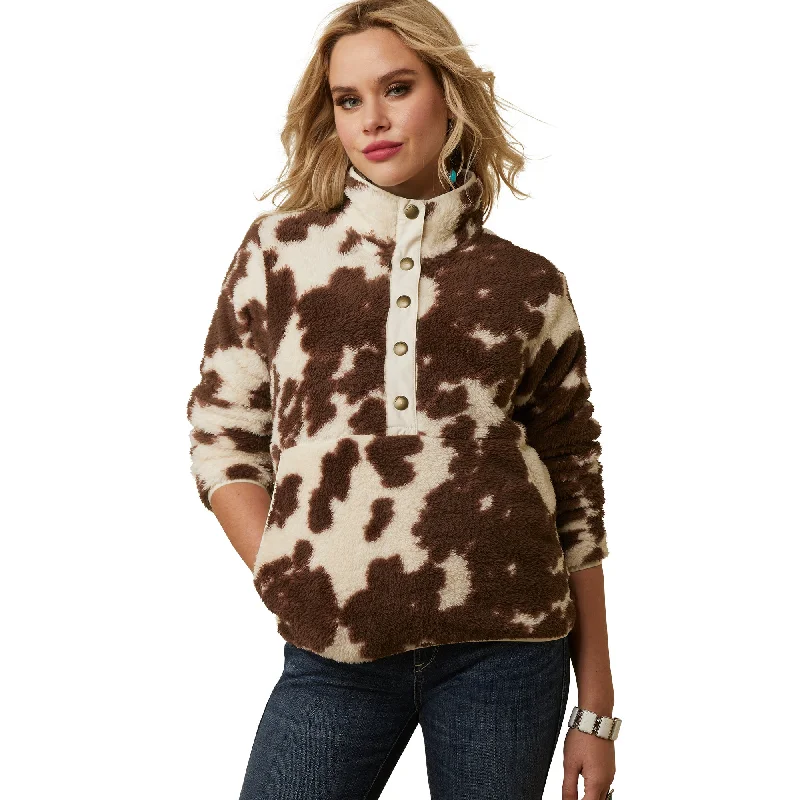 Ariat Ladies Berber 1/2 Snap Front Chestnut Paint Sweatshirt 10046254 Hoodie with Logo Branding Identity