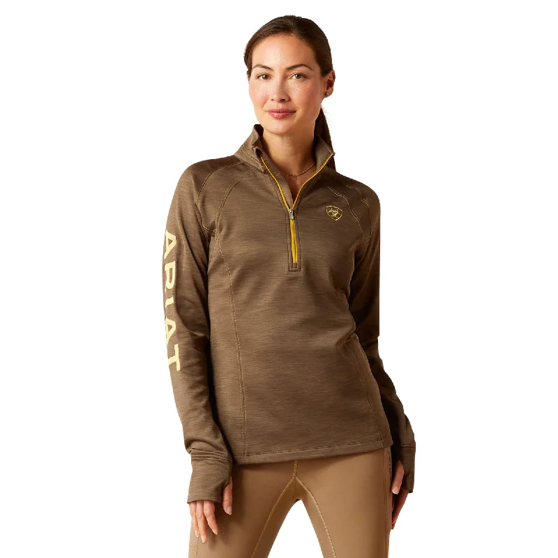 Ariat Ladies Tek Team Canteen Brown 1/2 Zip Sweatshirt 10046709 Hoodie with Hidden Zipper Minimalist Clean