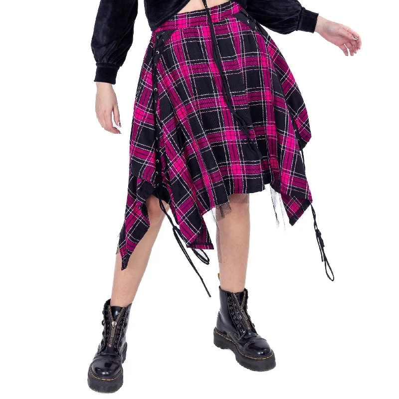 MELANIE SKIRT - DARK PINK CHECK boho skirt vibe