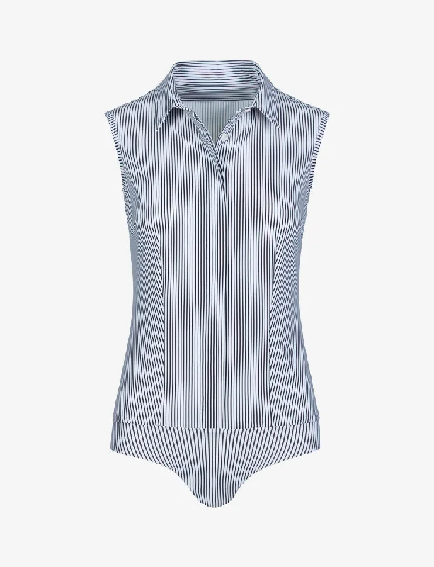 Classic Printed Sleeveless Button Down Bodysuit Fashionable Bodysuit with Button Detail