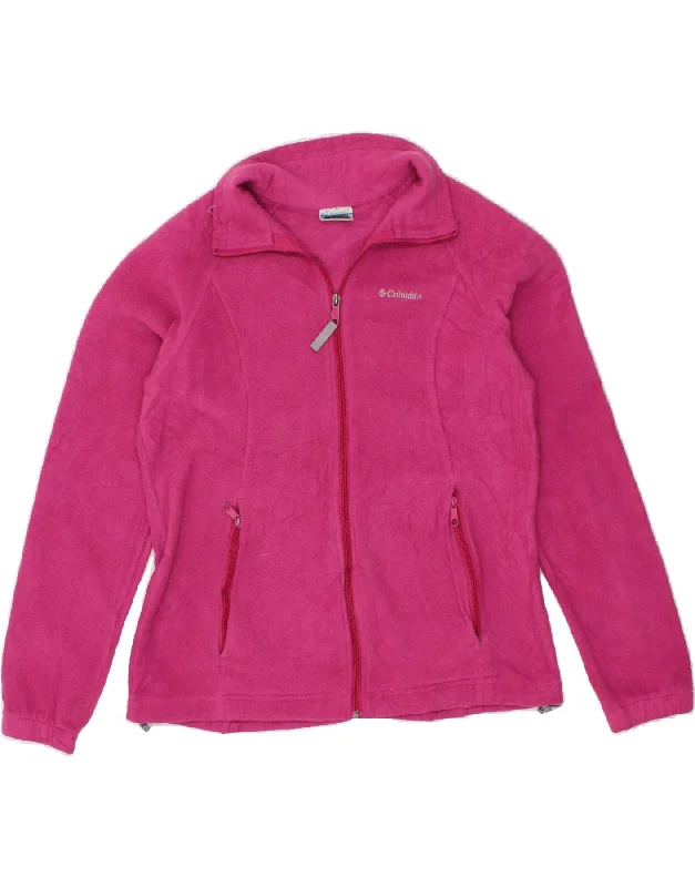 COLUMBIA Womens Fleece Jacket UK 16 Large Pink Polyester Front Pockets Side Pockets Patch Pockets