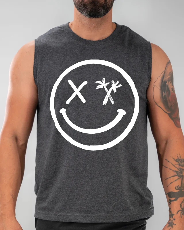 Salty Savage Unisex “Spliced Smile” Cut Off Muscle Tank workout tank top