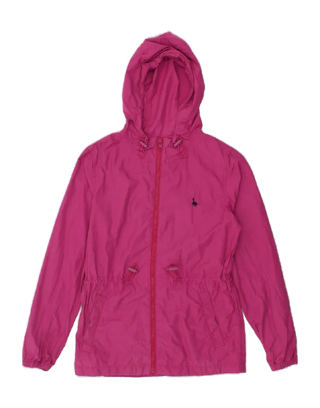 JACK WILLS Womens Hooded Rain Jacket UK 8 Small Pink Cotton Fitted Jacket Loose Jacket Oversized Jacket