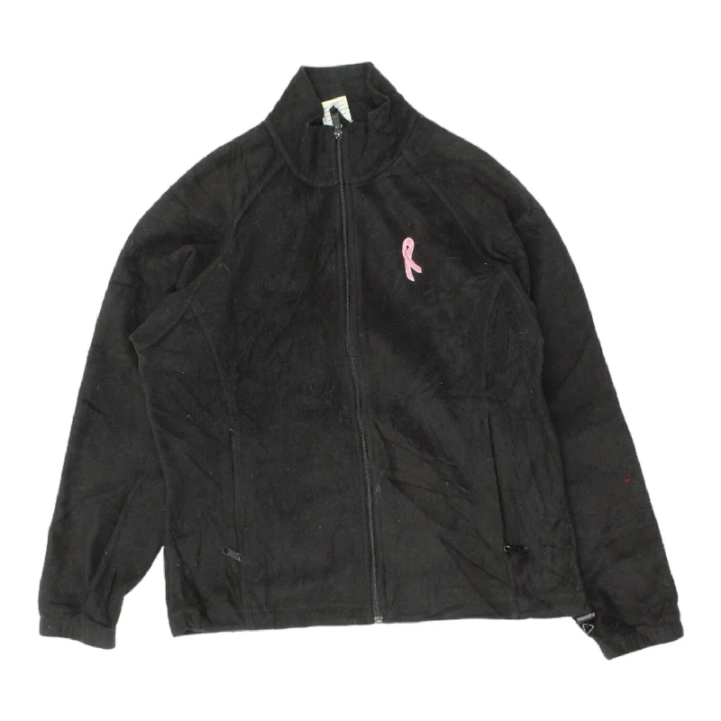 Breast Cancer Pink Ribbon Columbia Womens Black Fleece Jacket | Outdoors Wear Chenille Jacket Brocade Jacket Lace Jacket