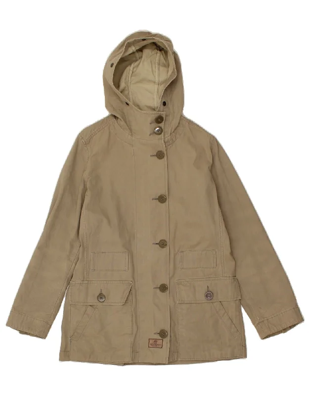 MURPHY & NYE Womens Sailmakers Hooded Utility Jacket UK 14 Medium Khaki Toggled Jacket Drawstring Jacket Belted Jacket