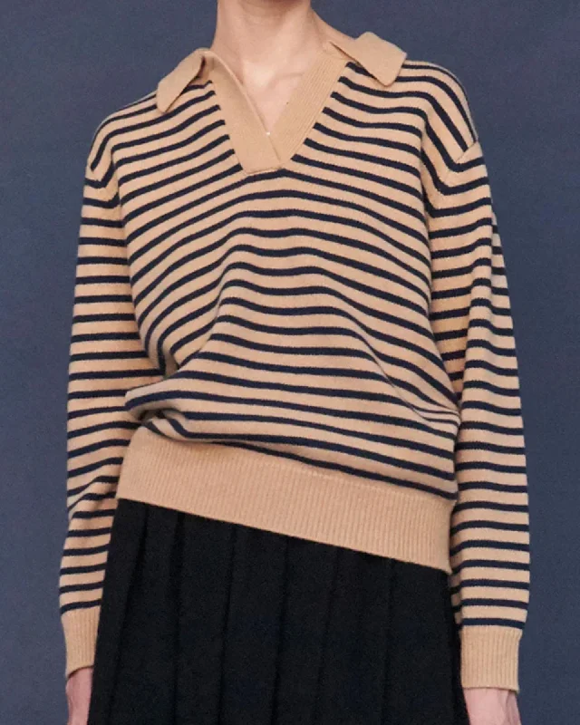 "Lucian" Striped Sweater Solid Color Striped Floral Print