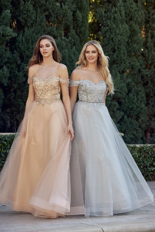 Everlasting Elegance's Off-the-Shoulder Beaded Chiffon Prom Dress: Ethereal Beauty for Unforgettable Moments Tunics Ceremony elegant