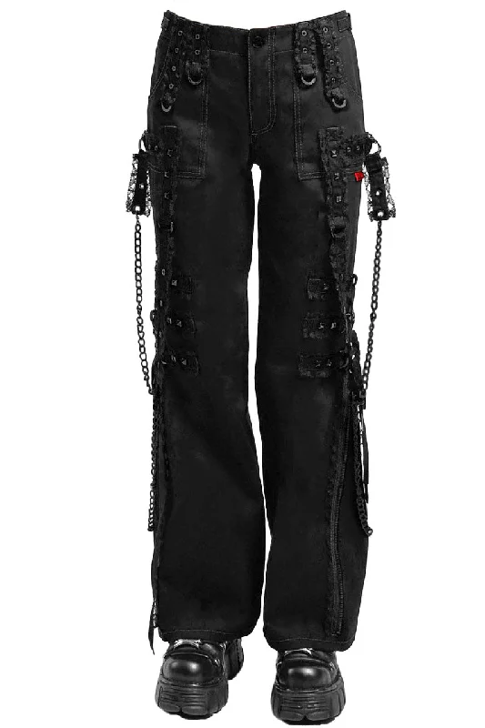 Tripp NYC Midnight Dark Street Chain Pants [BLACK/BLACK] Cozy Maternity Pants